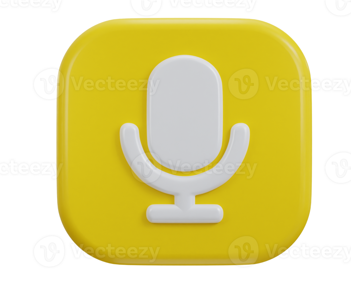 3d podcast microphone icon with button icon illustration png