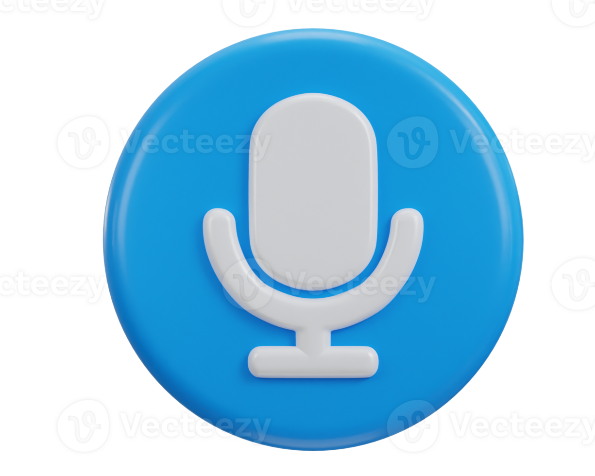 3d podcast microphone icon with button icon illustration png