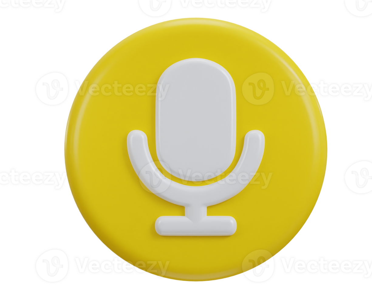 3d podcast microphone icon with button icon illustration png