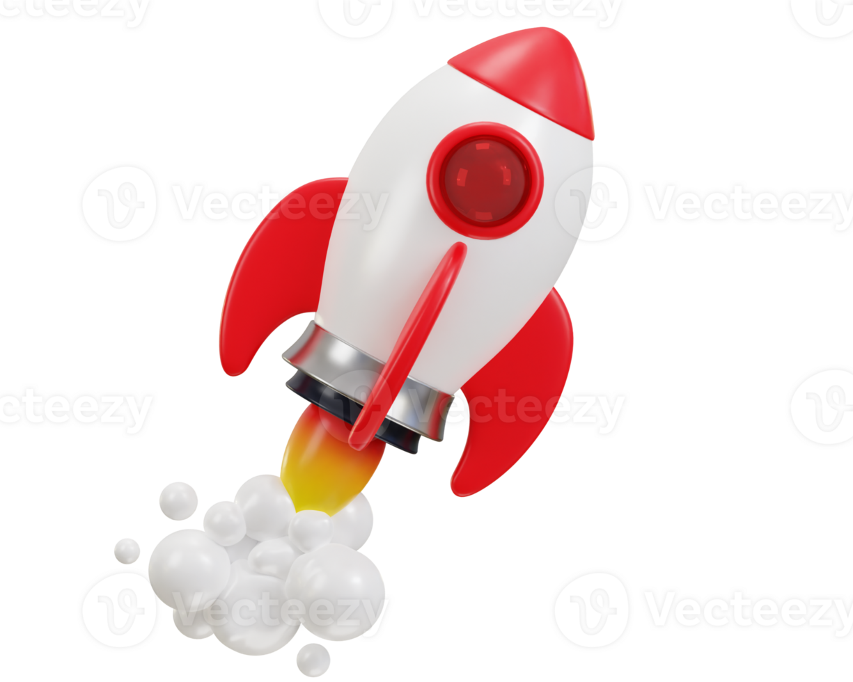 flying space rocket with spewing fire spaceship launch 3d rendering icon illustration png