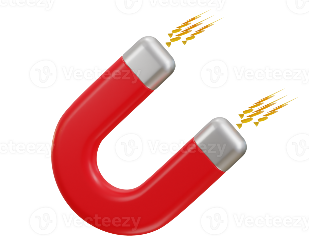 3d magnet icon with thunder bolt icon illustration png