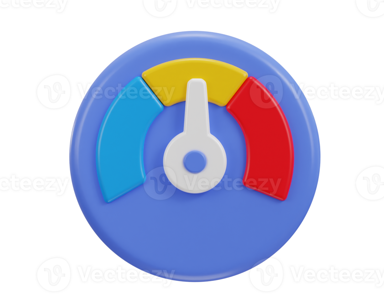 Speedometer with arrow and dashboard icon 3d render png
