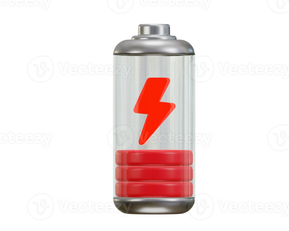 low charging battery icon 3d rendering illustration png