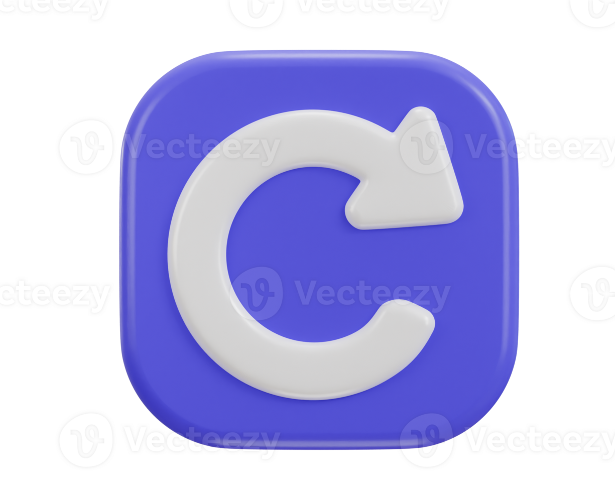 refresh button icon 3d render illustration png