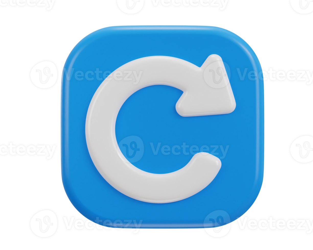 refresh button icon 3d render illustration png