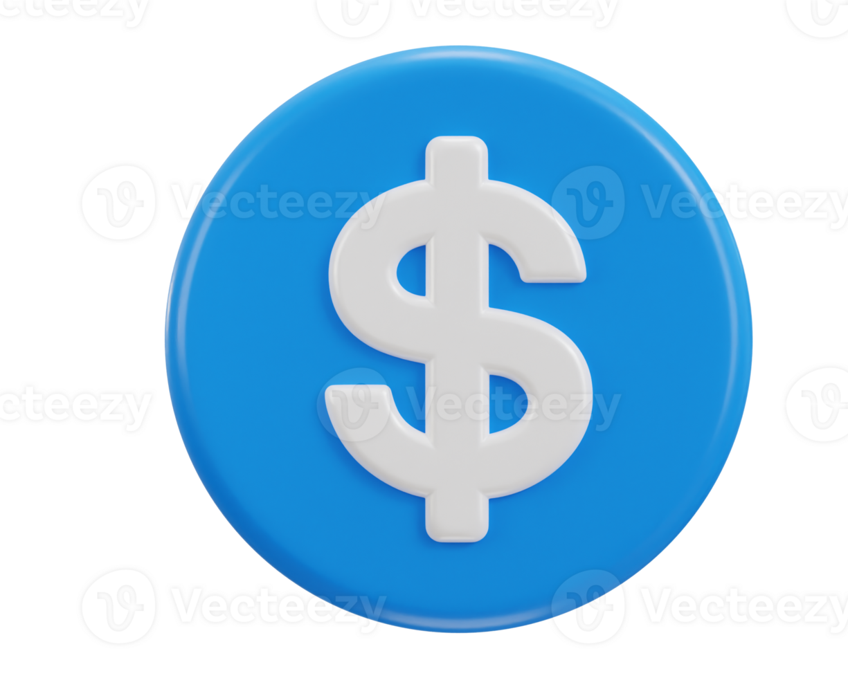 3d dollar icon on rounded button illustration png