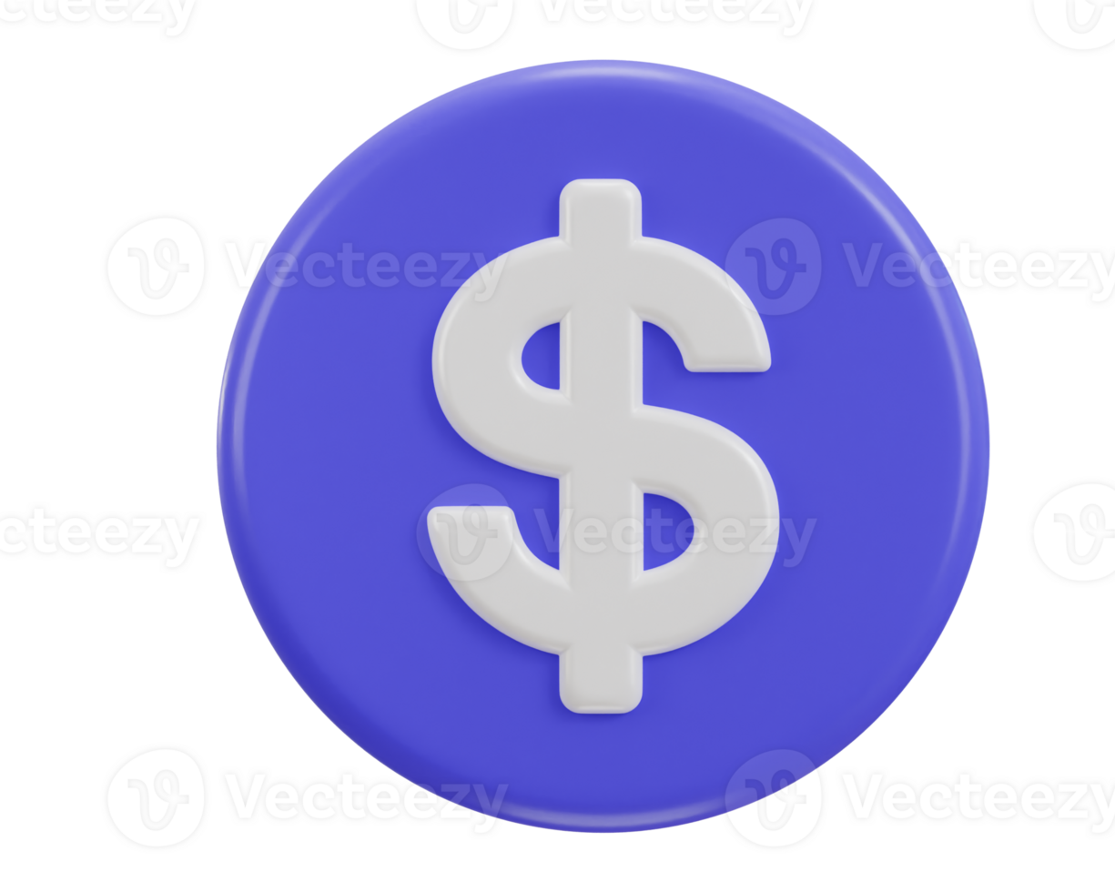3d dollar icon on rounded button illustration png