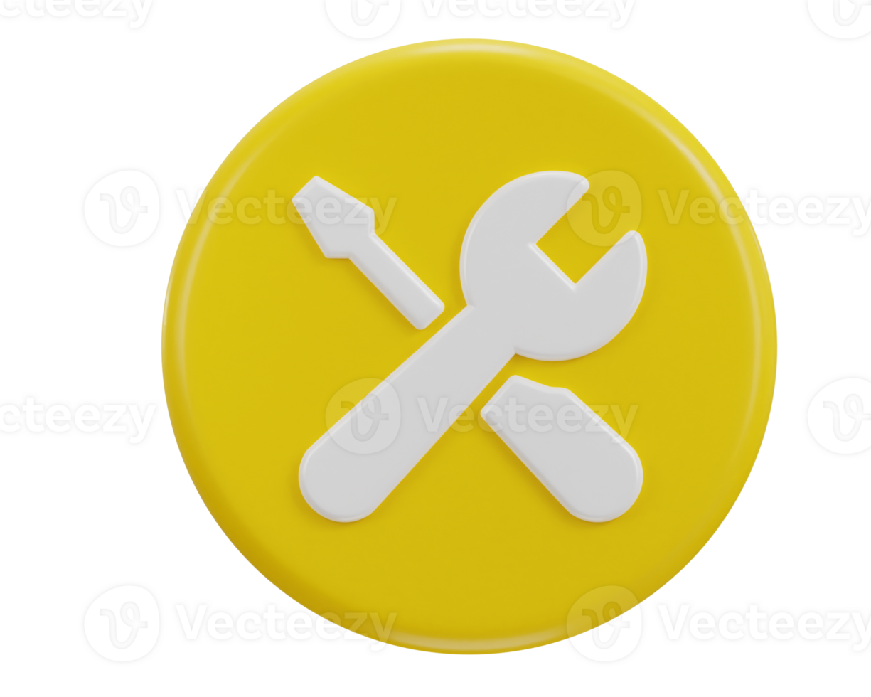 repair tools with wrench and screwdriver fix and repair concept 3d icon illustration png