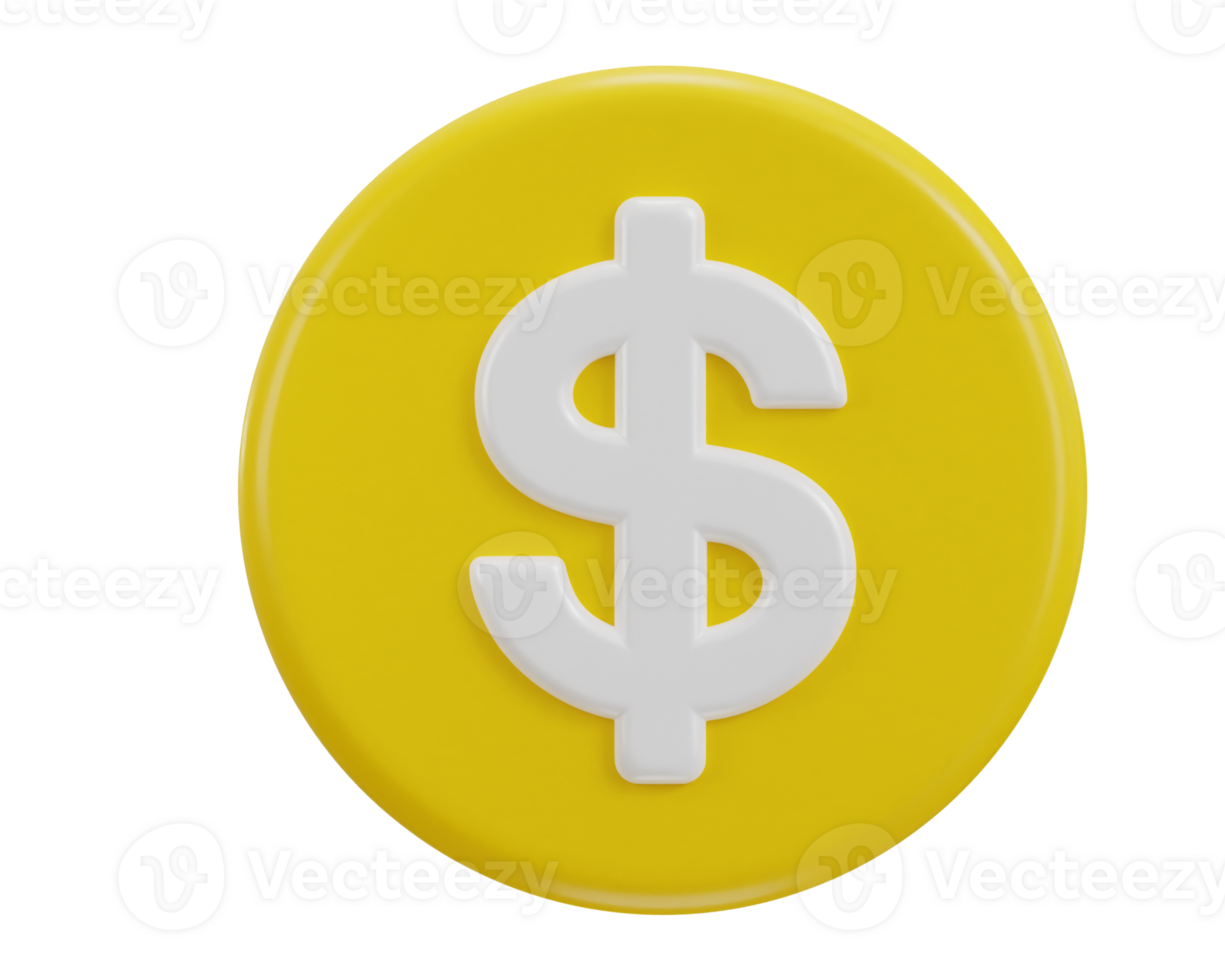 3d dollar icon on rounded button illustration png