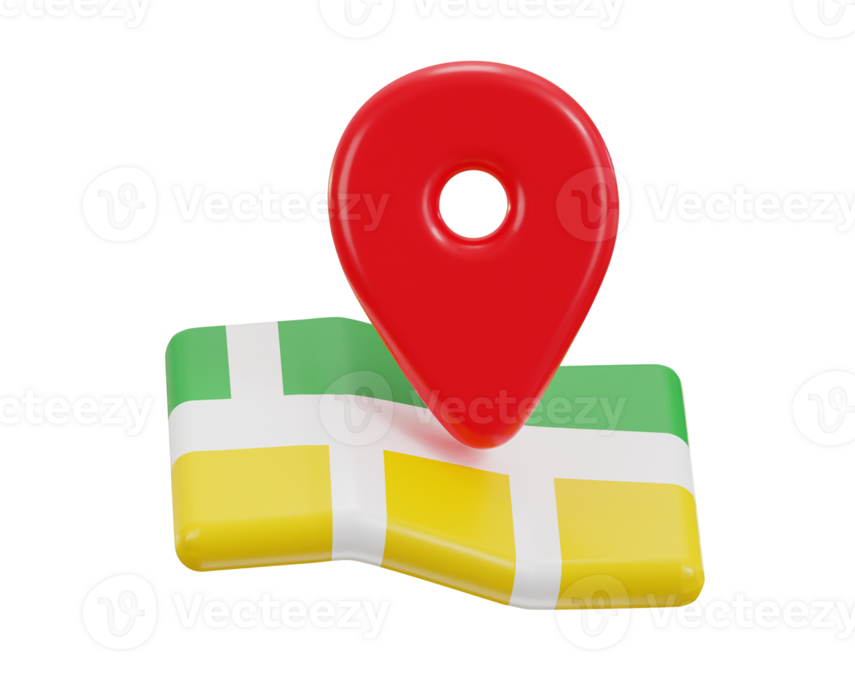 map with gps travel icon 3d rendering illustration png
