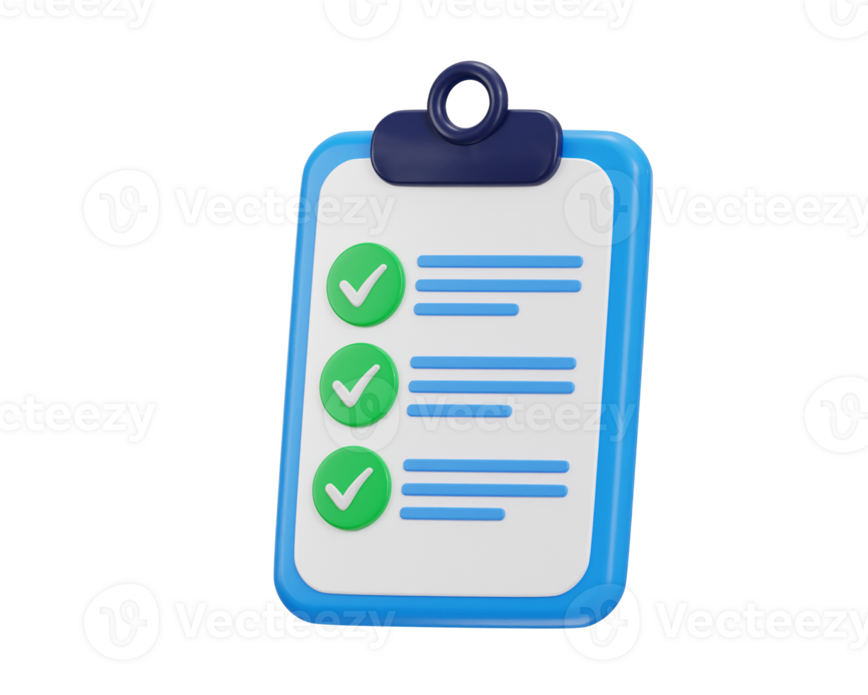 3d clipboard with checklist todo check list business education task management concept icon png