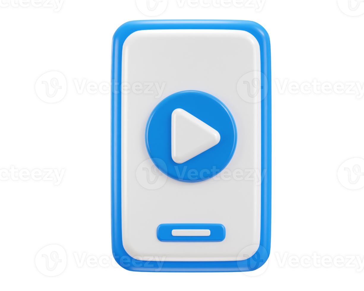 smart phone with multimedia play icon 3d rendering illustration png