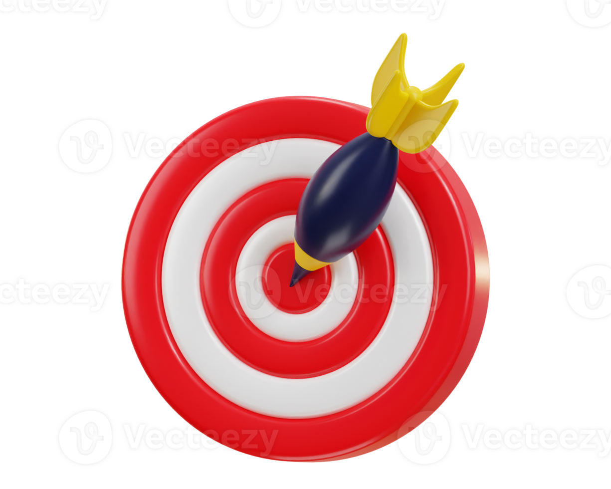 3d dart board icon for target with bullseye arrow icon png