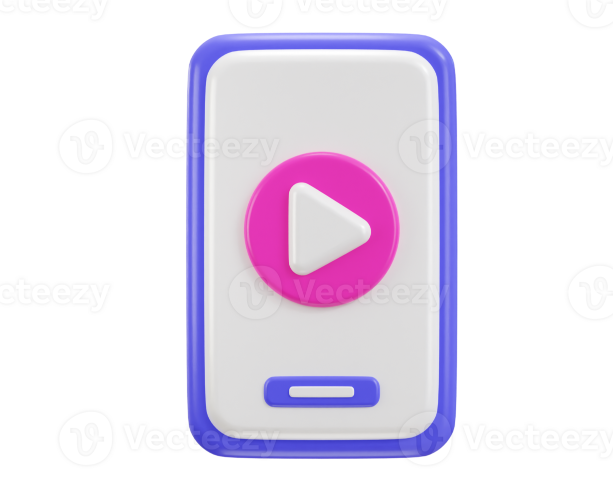 smart phone with multimedia play icon 3d rendering illustration png