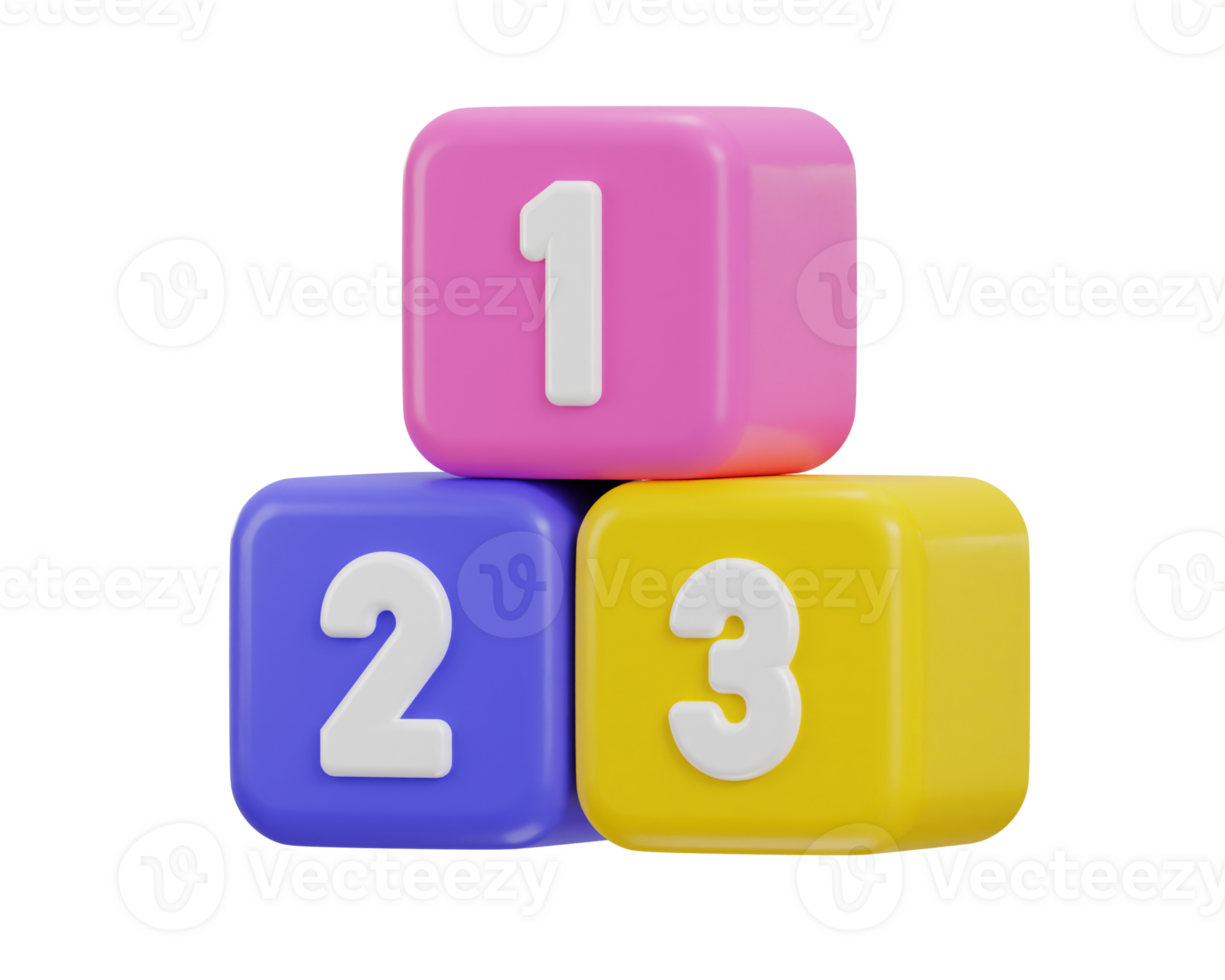 123 number blocks or cubes game design baby kid toys illustration png