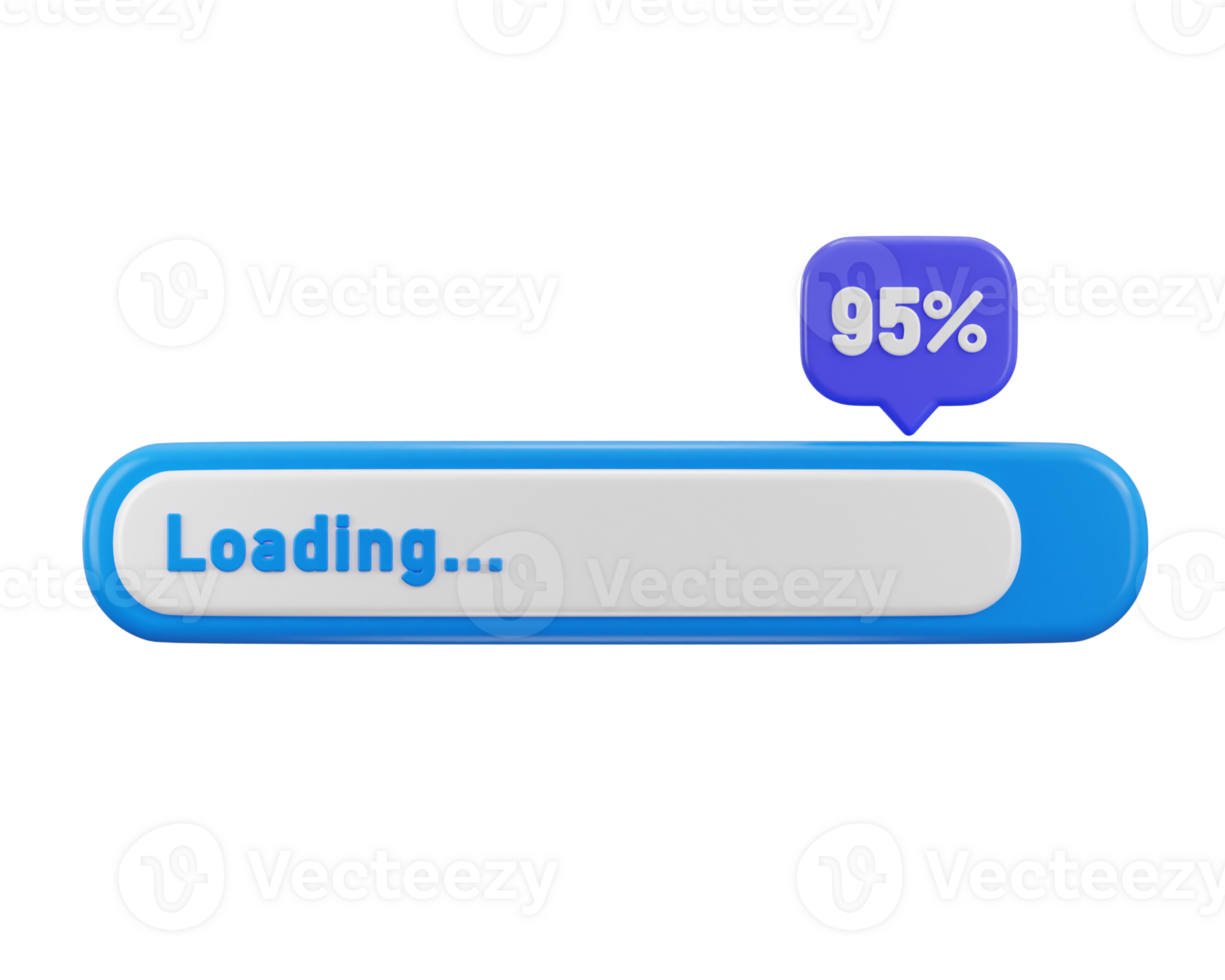 95 percent progress of loading bar icon 3d rendering illustration png