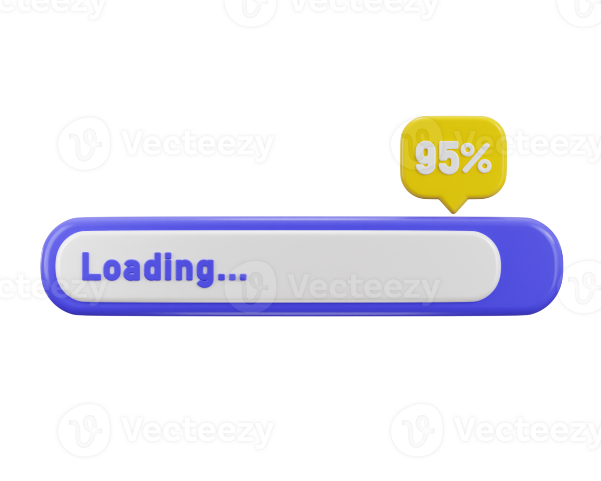 95 percent progress of loading bar icon 3d rendering illustration png