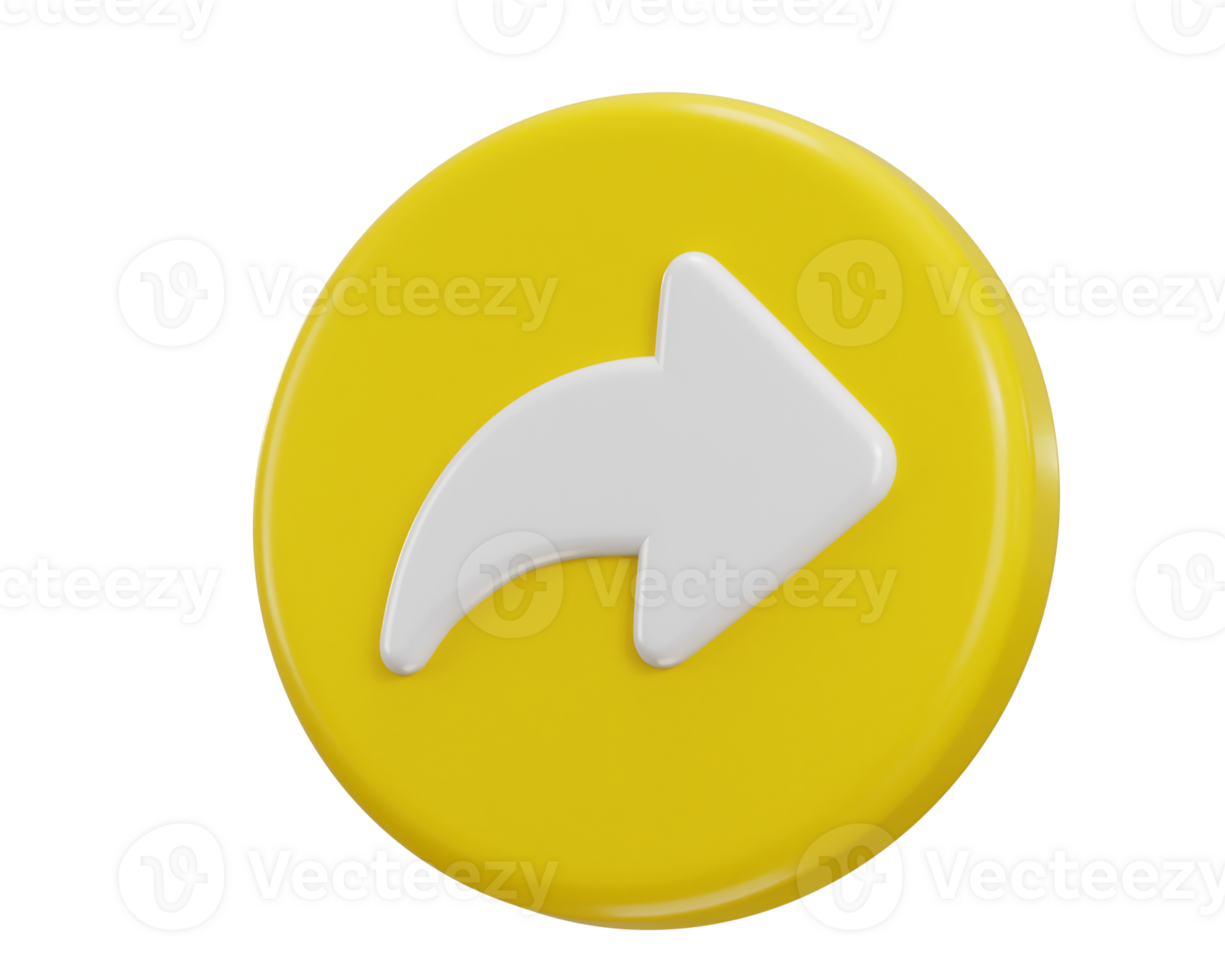 3d share icon with circle yellow button icon illustration png