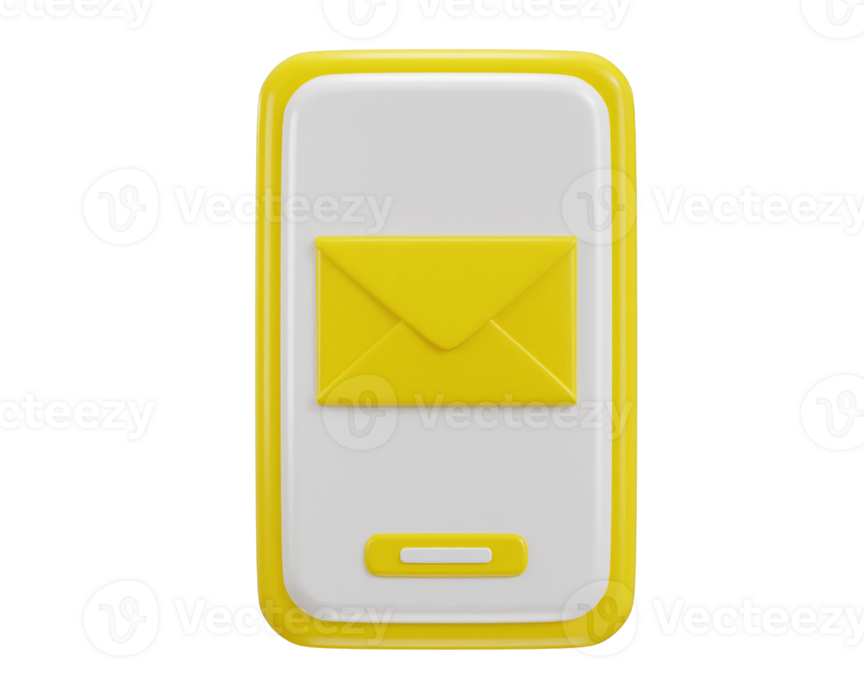 mail envelope icon with new message icon in smart phone icon 3d rendering illustration png
