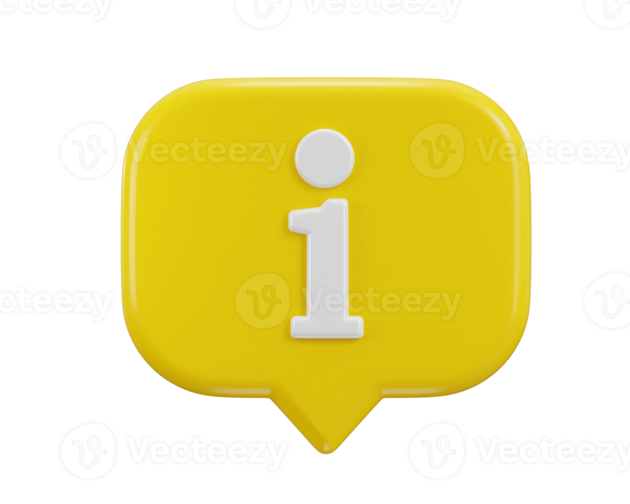 information icon sign or info illustration bubble symbol and website internet button icon 3d render png