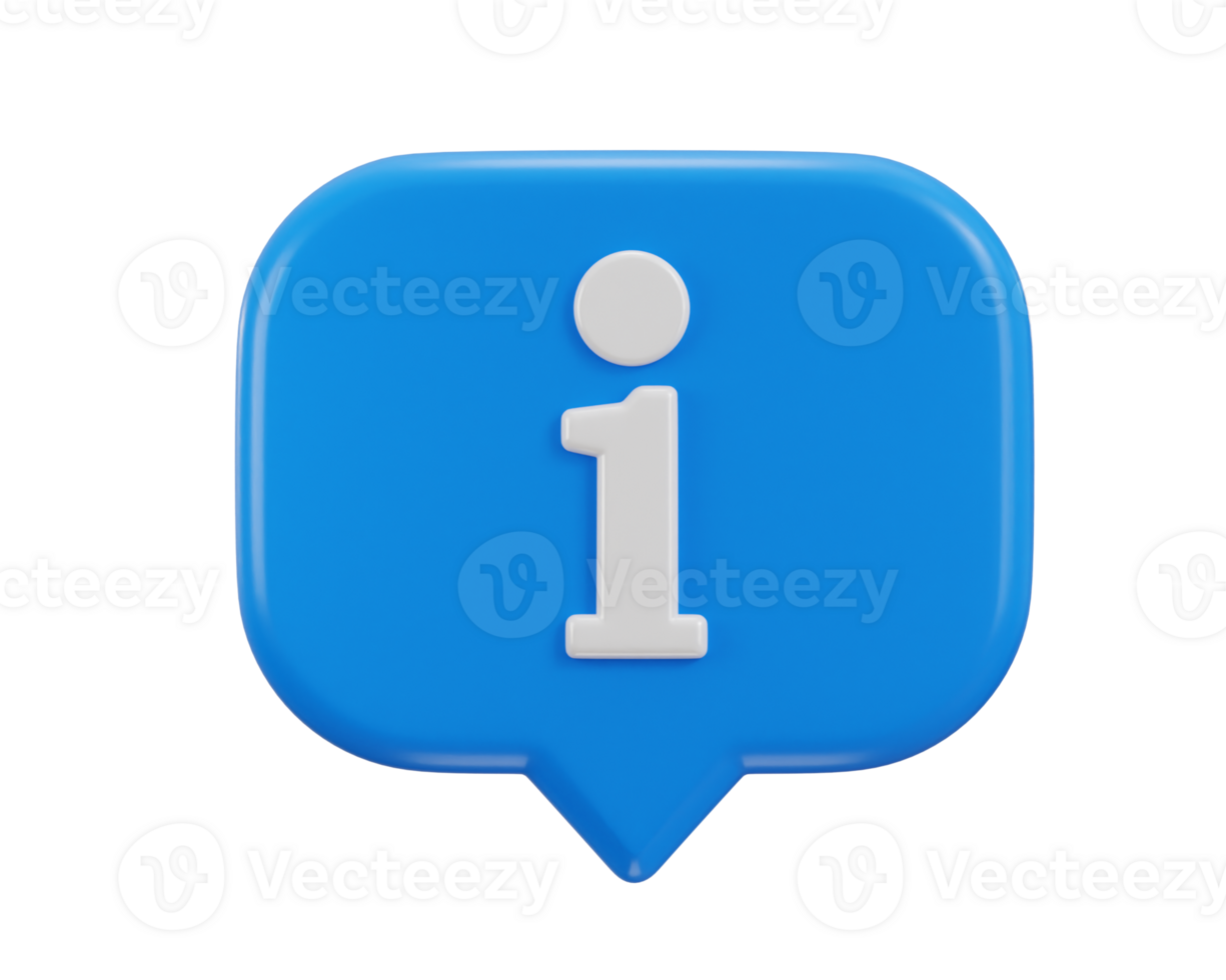 information icon sign or info illustration bubble symbol and website internet button icon 3d render png