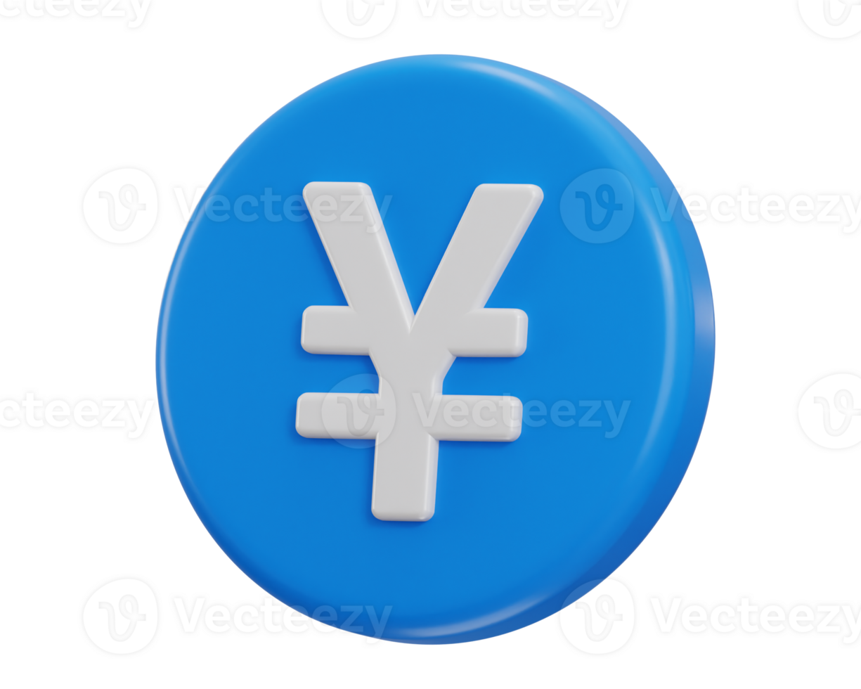 yen coin icon 3d rendering illustration png