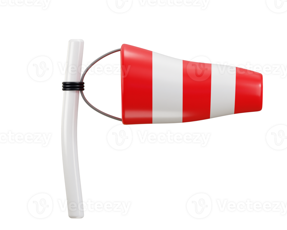 windsock icon on wind direction indicating icon 3d rendering illustration png
