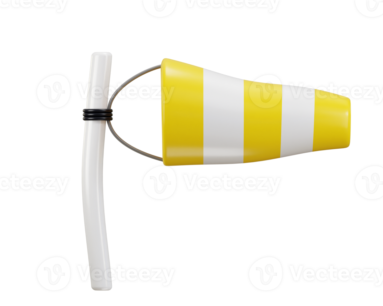 windsock icon on wind direction indicating icon 3d rendering illustration png