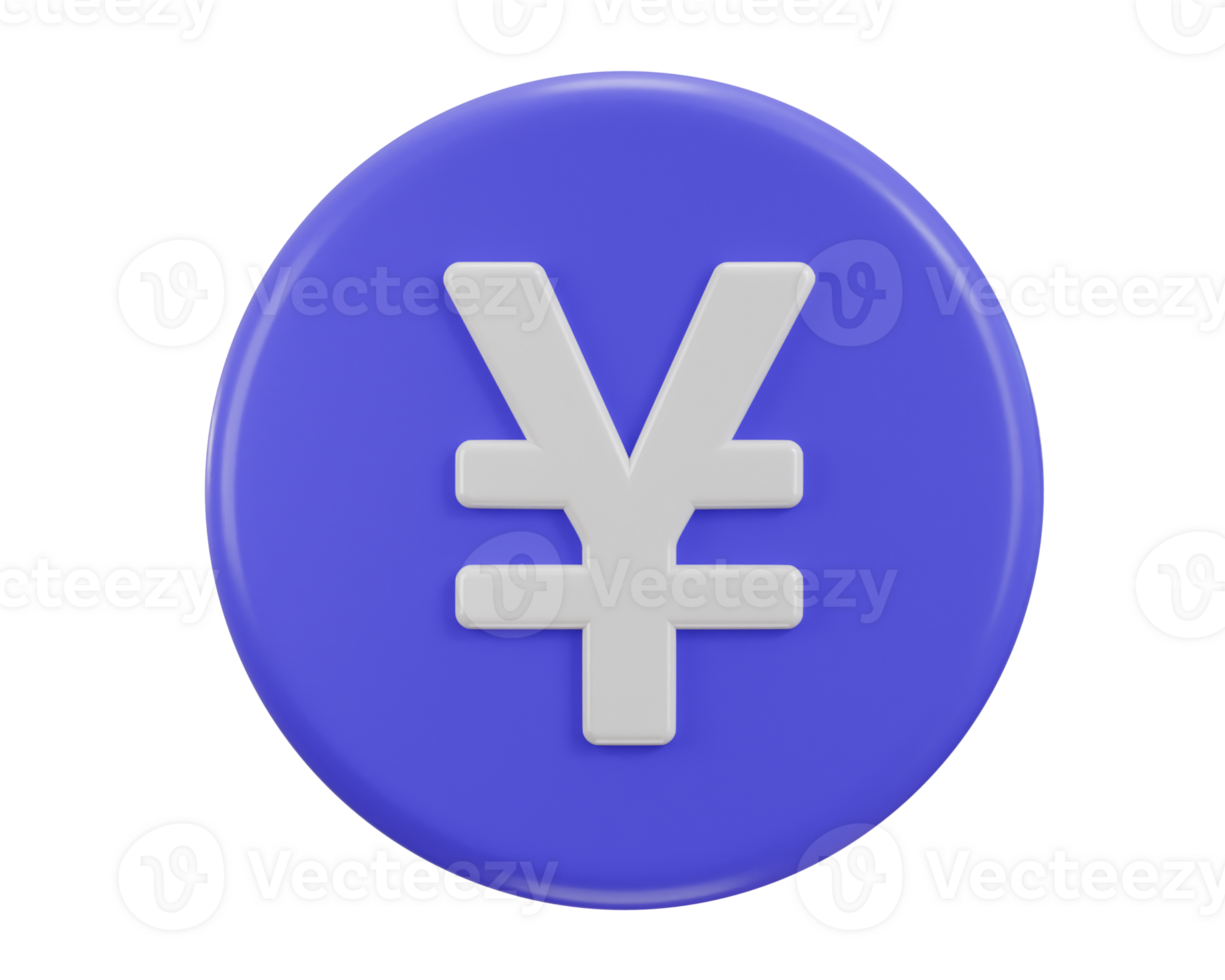 yen coin icon 3d rendering illustration png