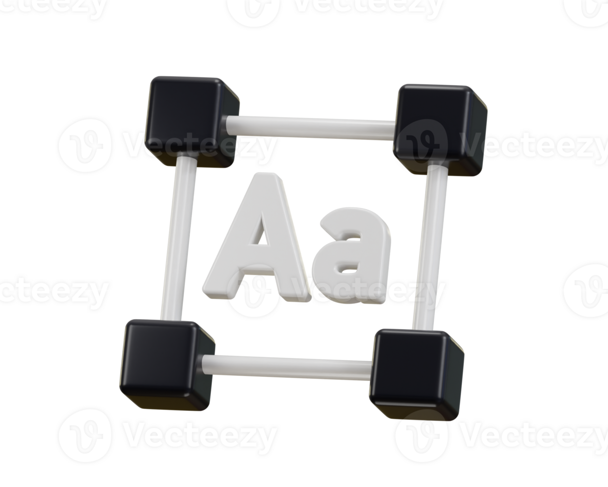 text tool icon 3d rendering illustration png