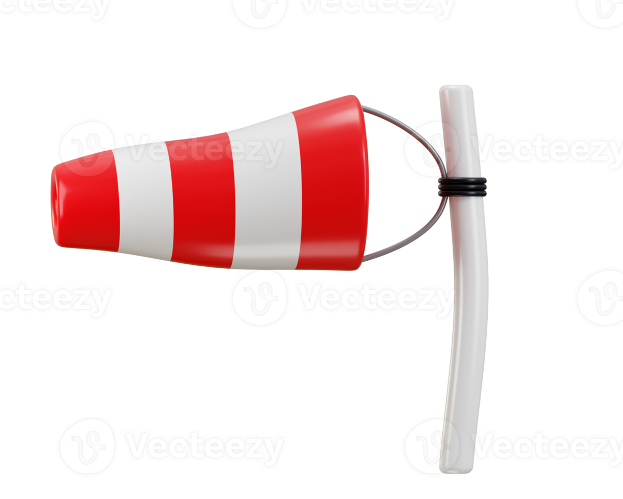 windsock icon on wind direction indicating icon 3d rendering illustration png