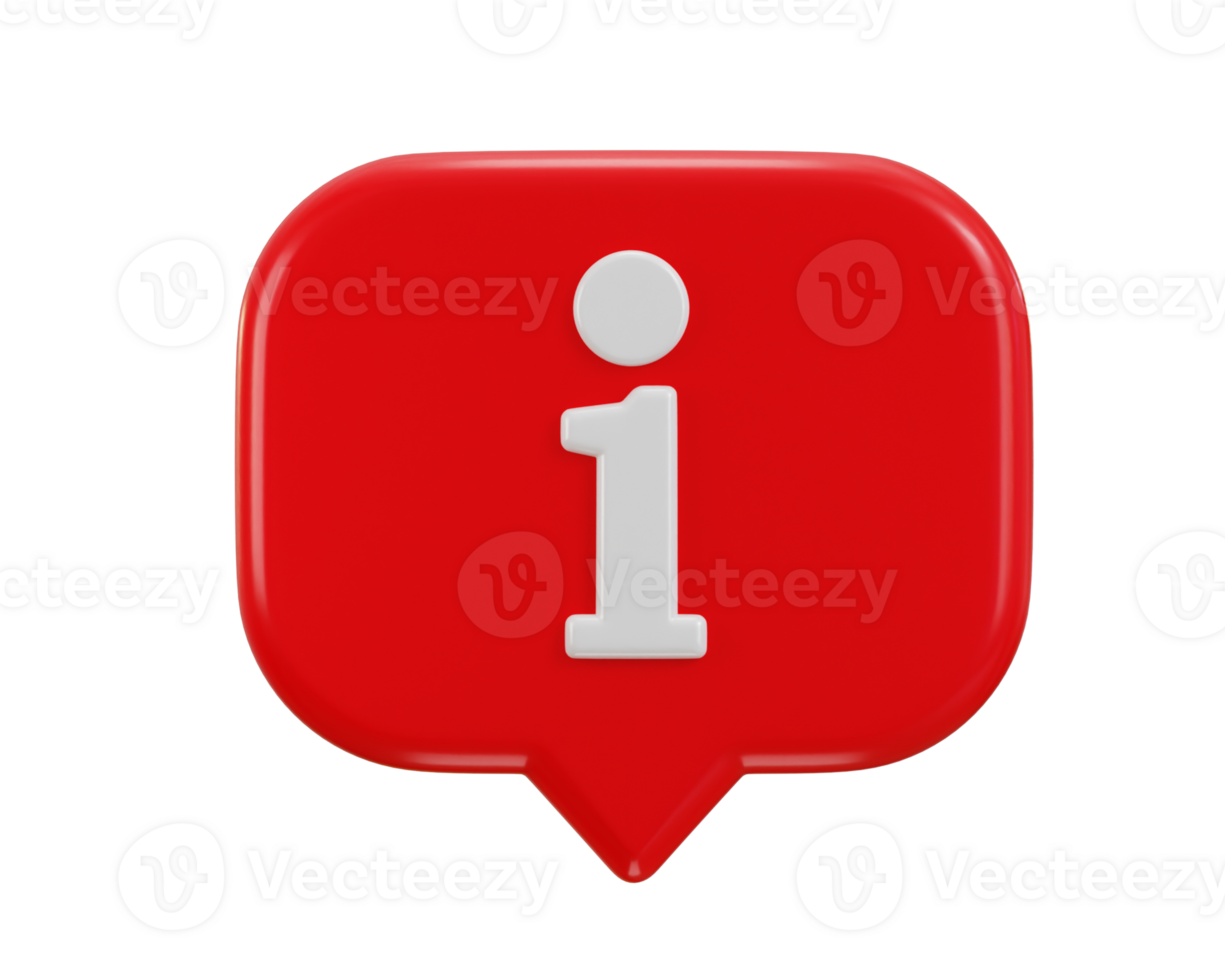 information icon sign or info illustration bubble symbol and website internet button icon 3d render png