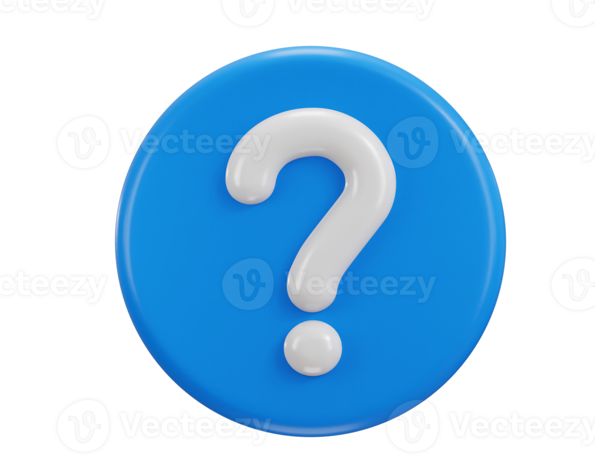 question mark icon with circle button icon 3d render png
