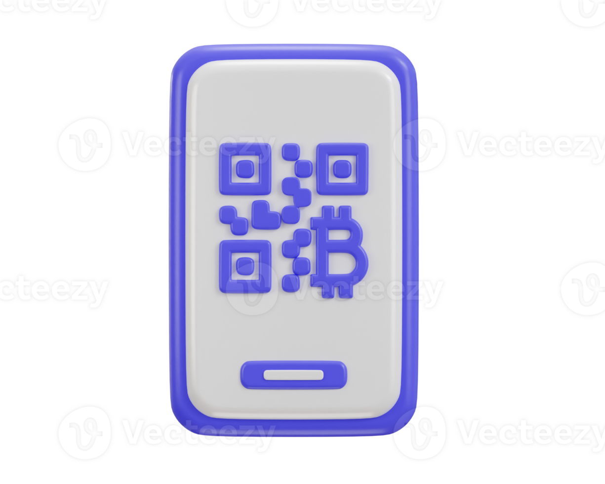 Smart phone with qr code scanner icon concept of online payment system icon 3d render png