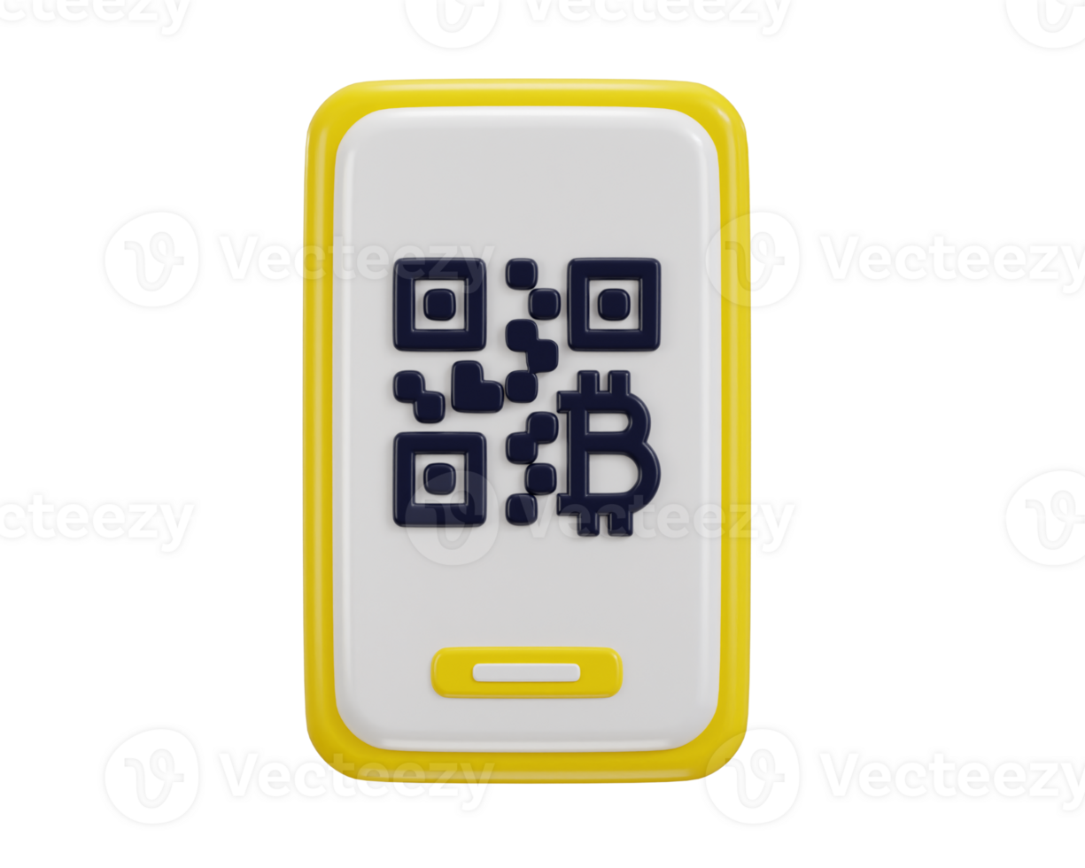Smart phone with qr code scanner icon concept of online payment system icon 3d render png