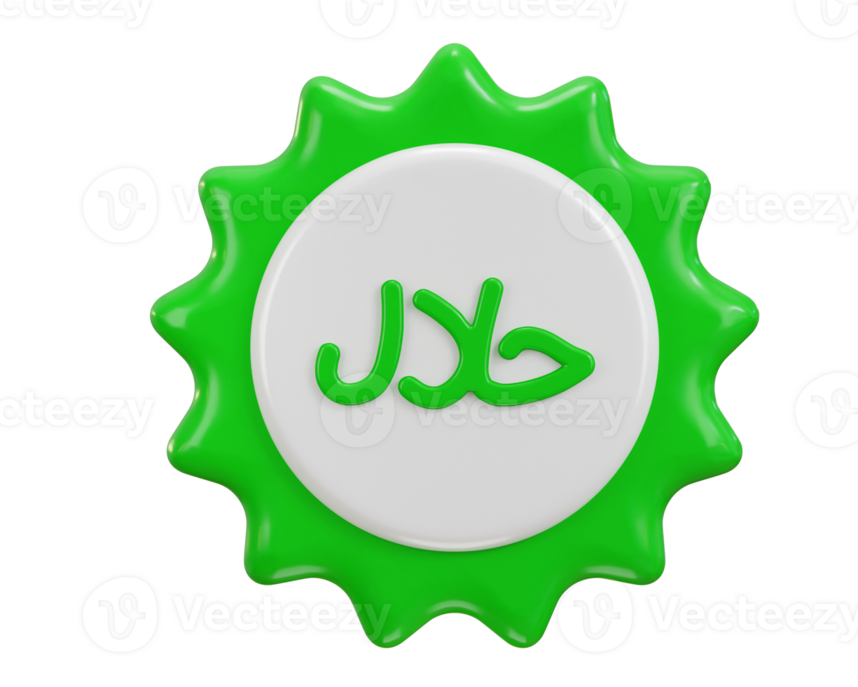 green halal badge icon 3d render png