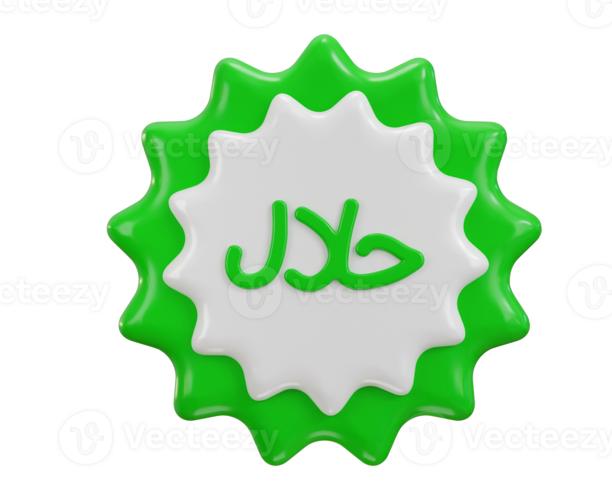 green halal badge icon 3d render png