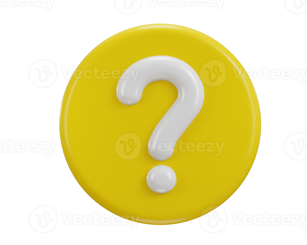 question mark icon with circle button icon 3d render png