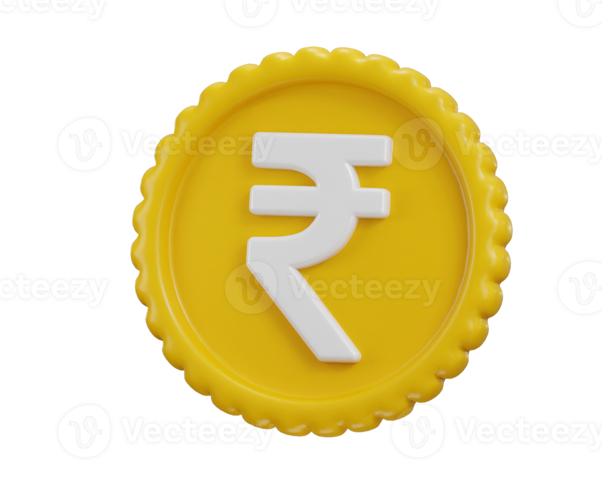 rupee coin icon 3d rendering illustration png