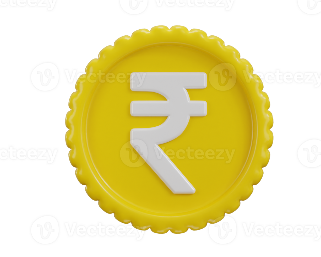rupee coin icon 3d rendering illustration png