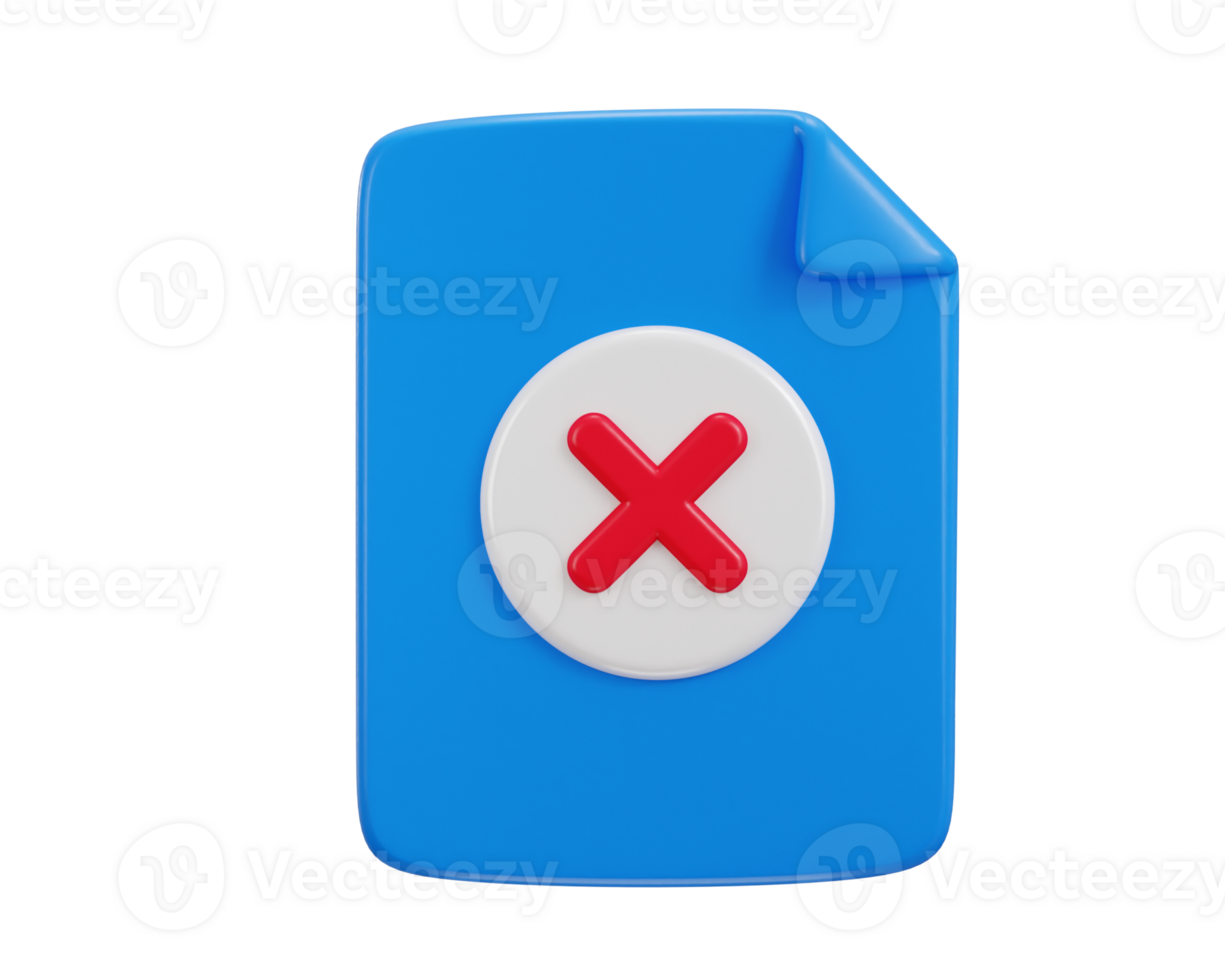 cross mark on paper failed icon 3d rendering illustration png