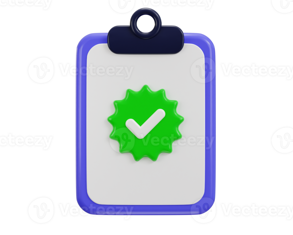 clipboard with check mark paper accept icon 3d rendering illustration png