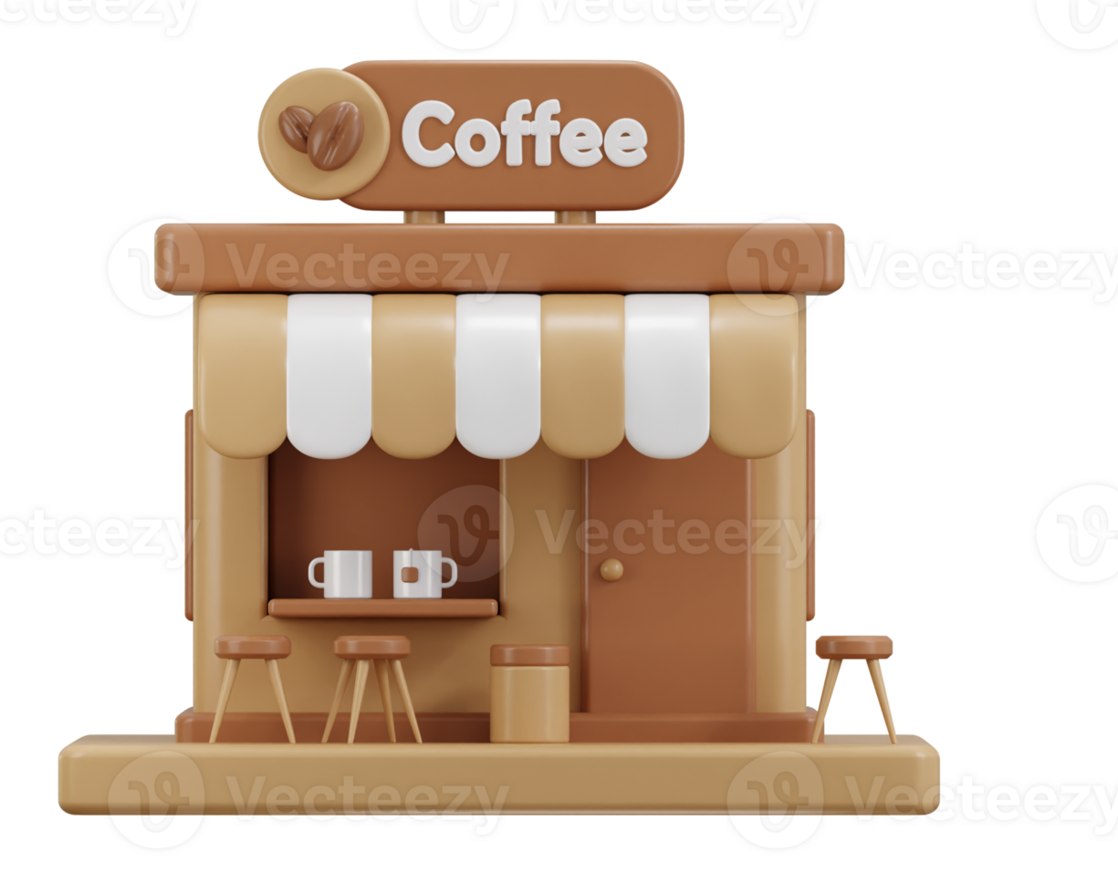 3d coffee shop icon illustration png
