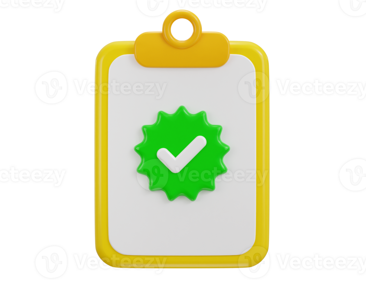 clipboard with check mark paper accept icon 3d rendering illustration png