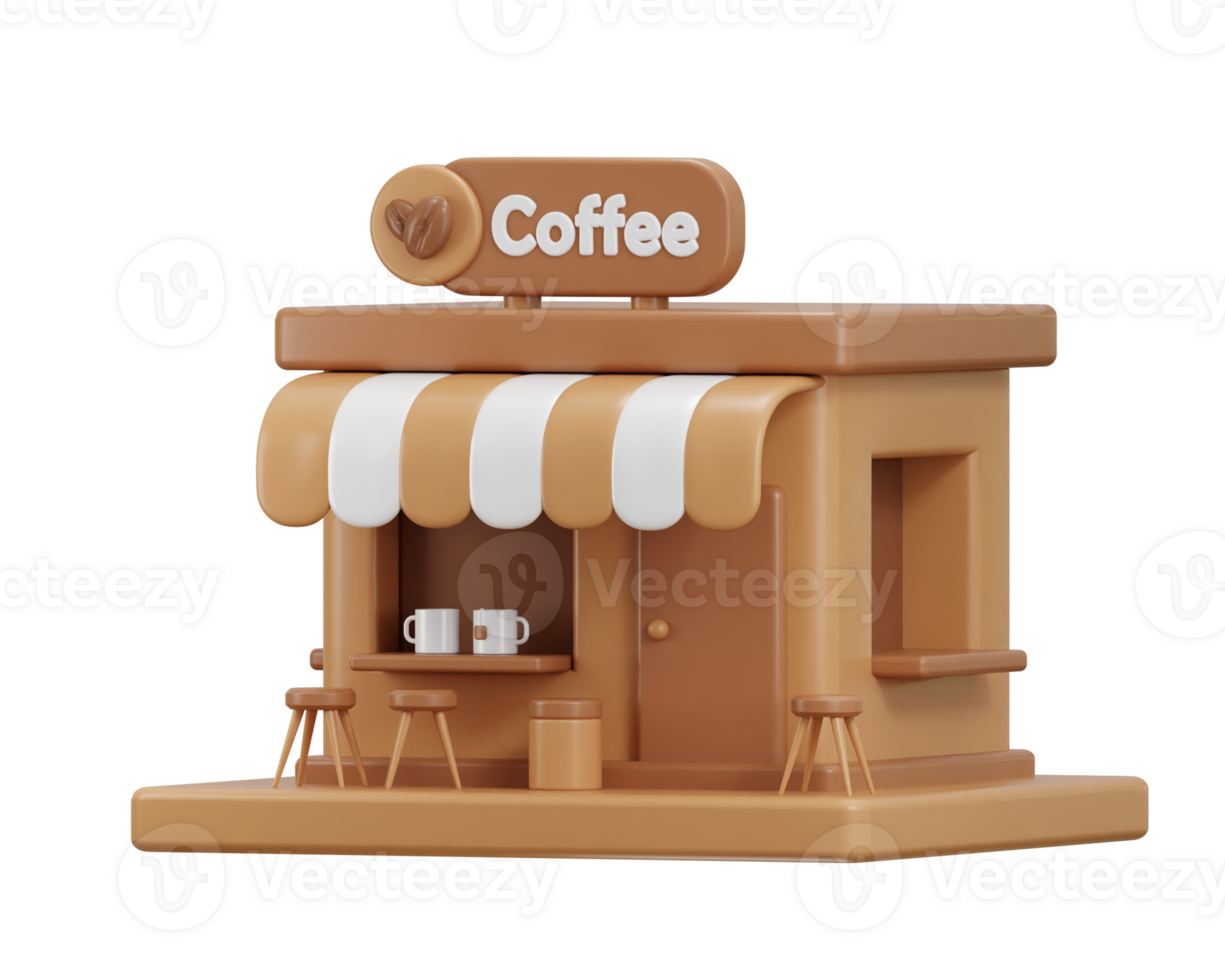 3d coffee shop icon illustration png