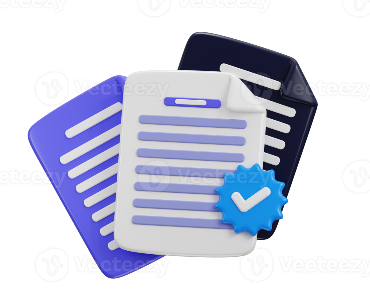 document application paper approved icon 3d render png