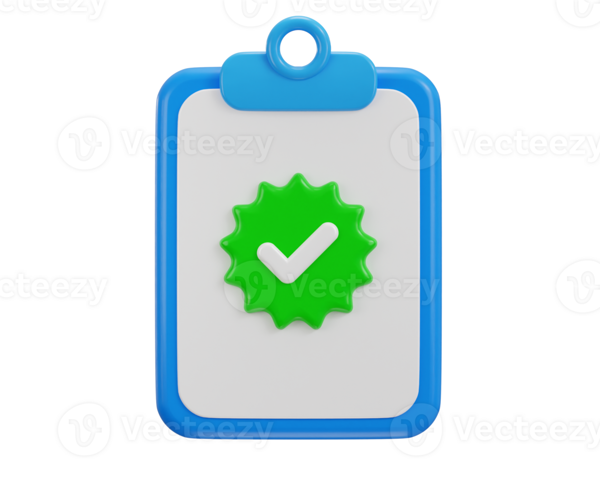 clipboard with check mark paper accept icon 3d rendering illustration png