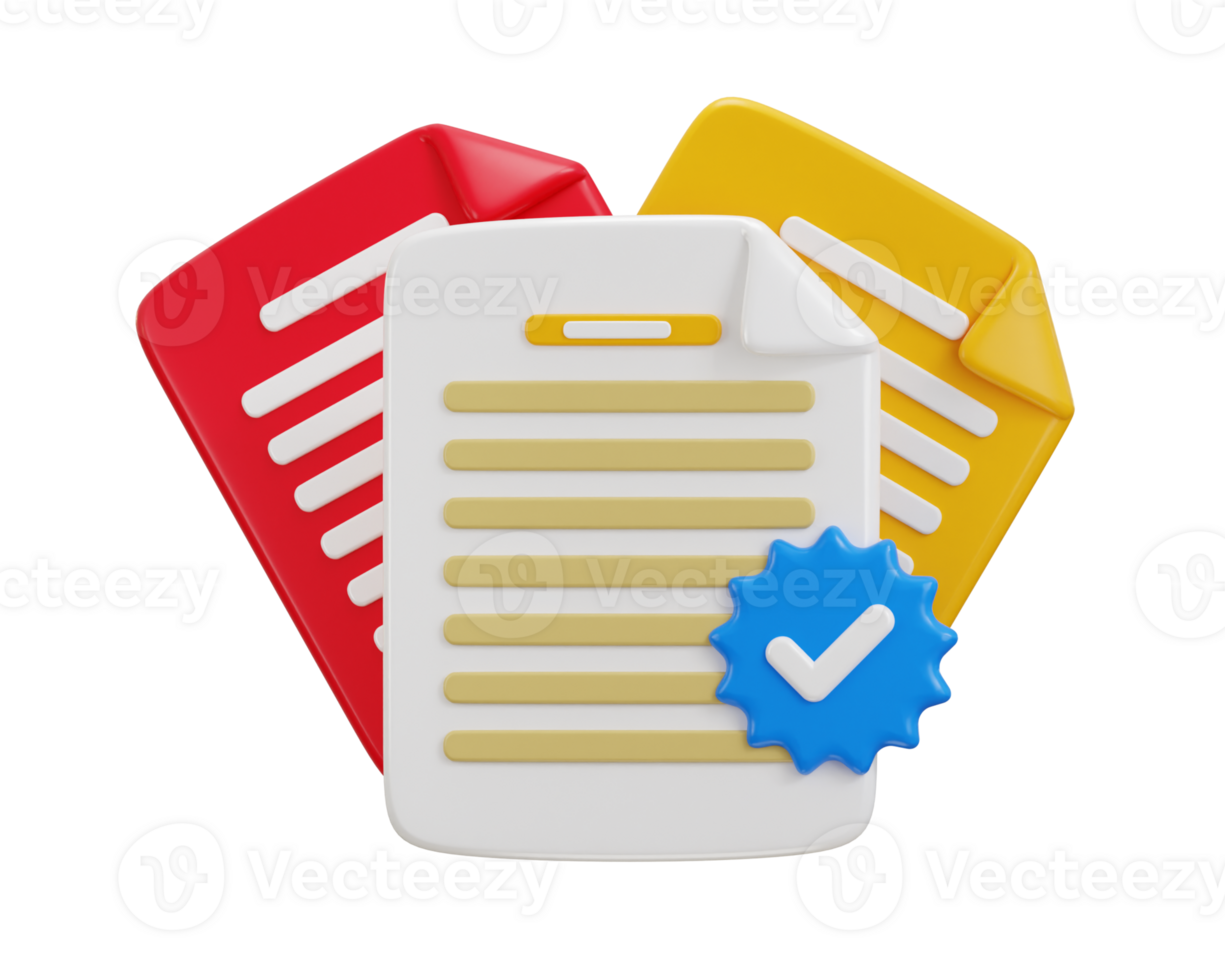 document application paper approved icon 3d render png
