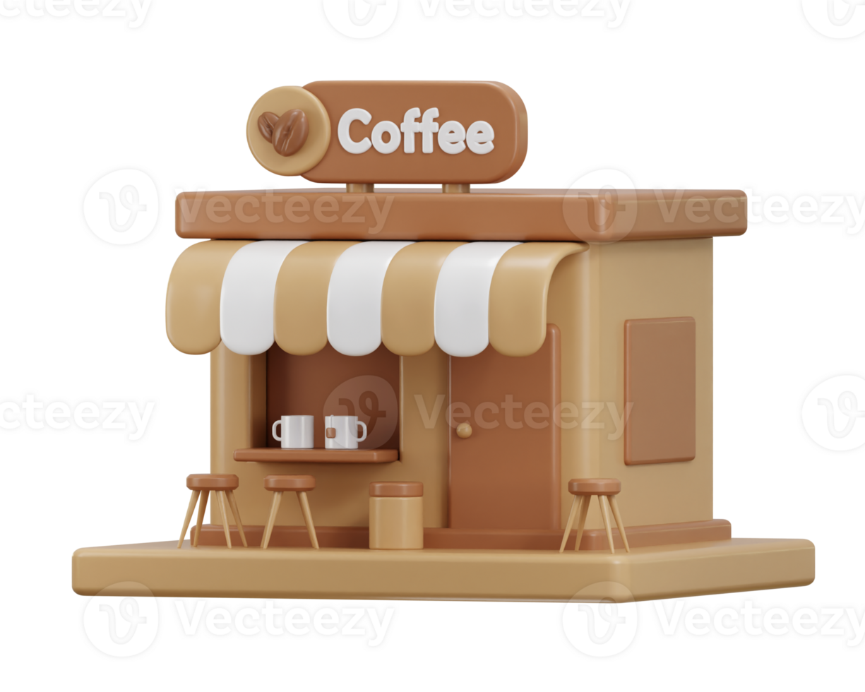 3d coffee shop icon illustration png