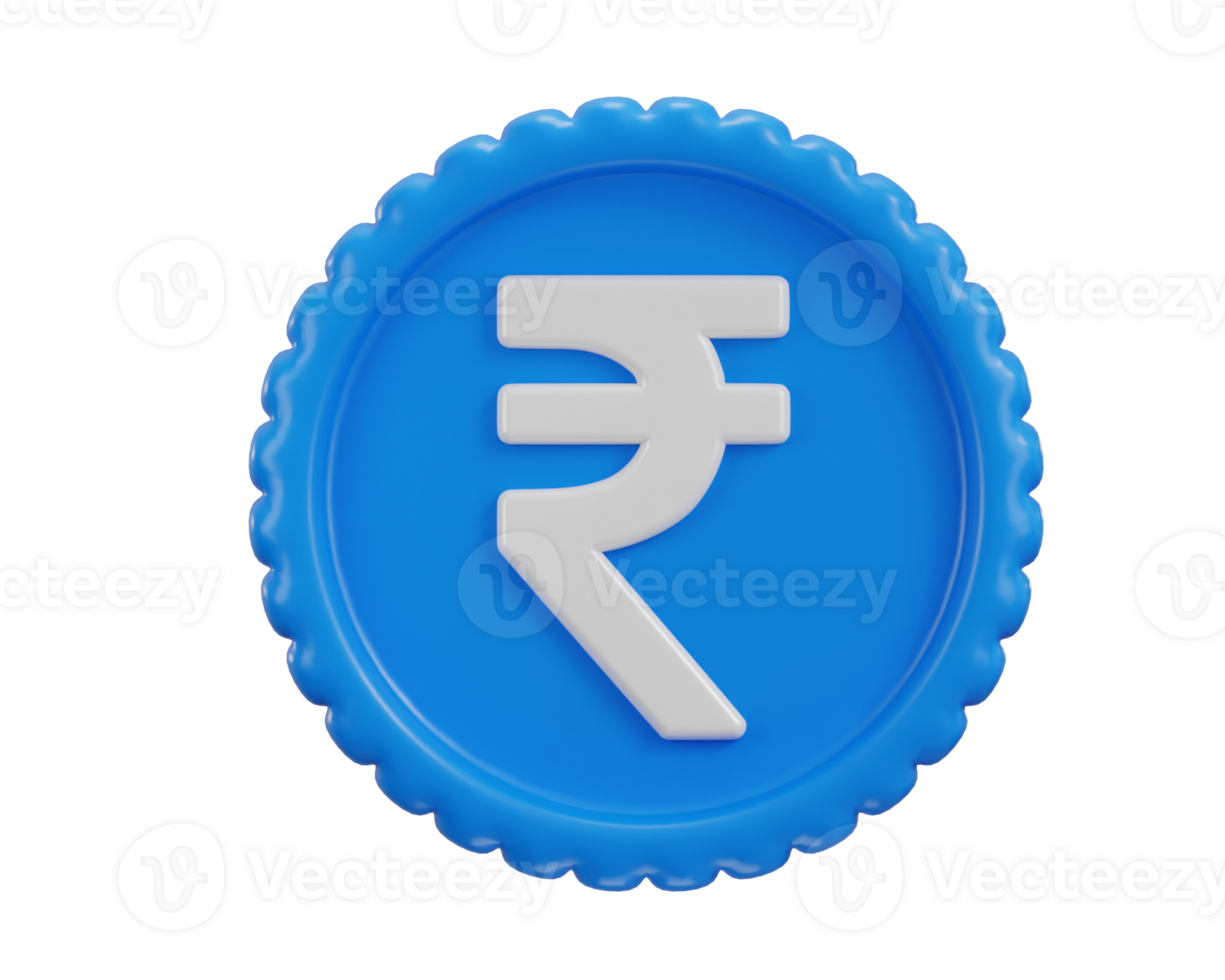 rupee coin icon 3d rendering illustration png